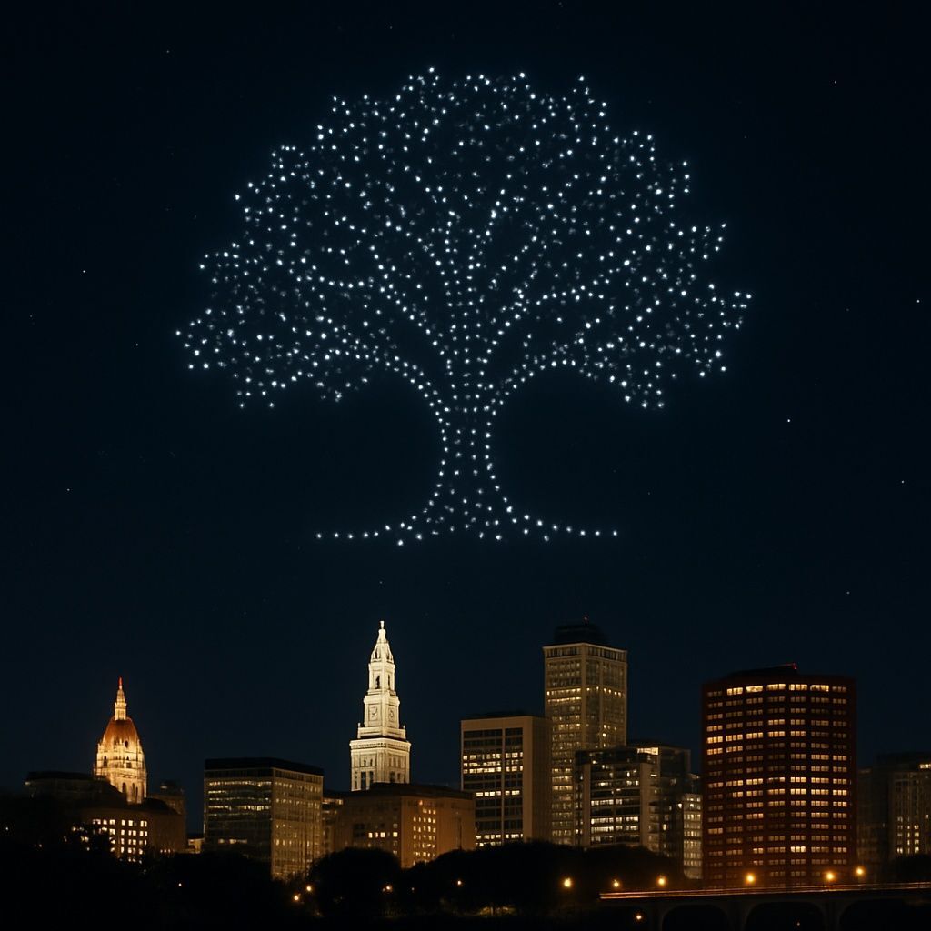 Drone light show in Hartford, Connecticut