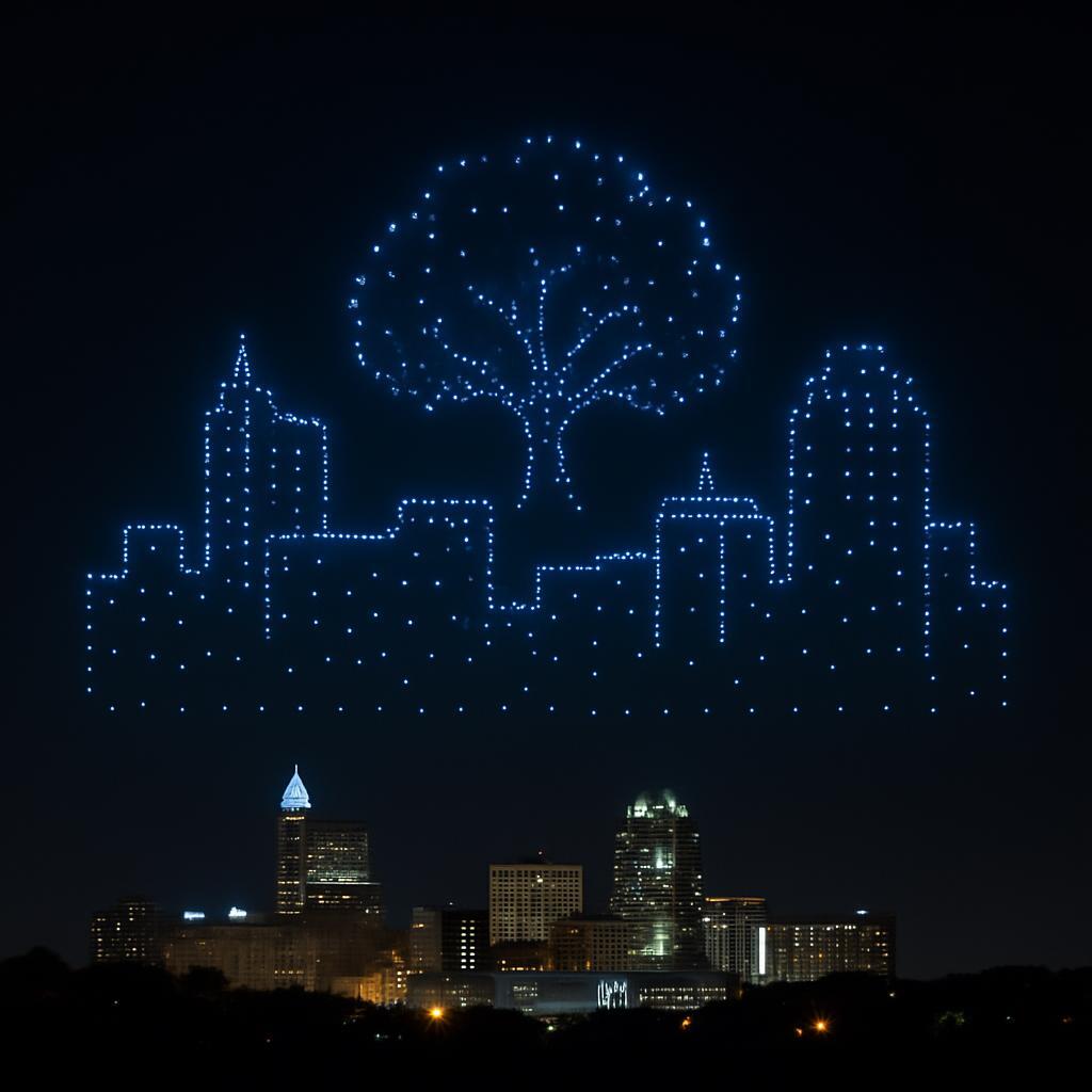 Drone light show in Raleigh, North Carolina