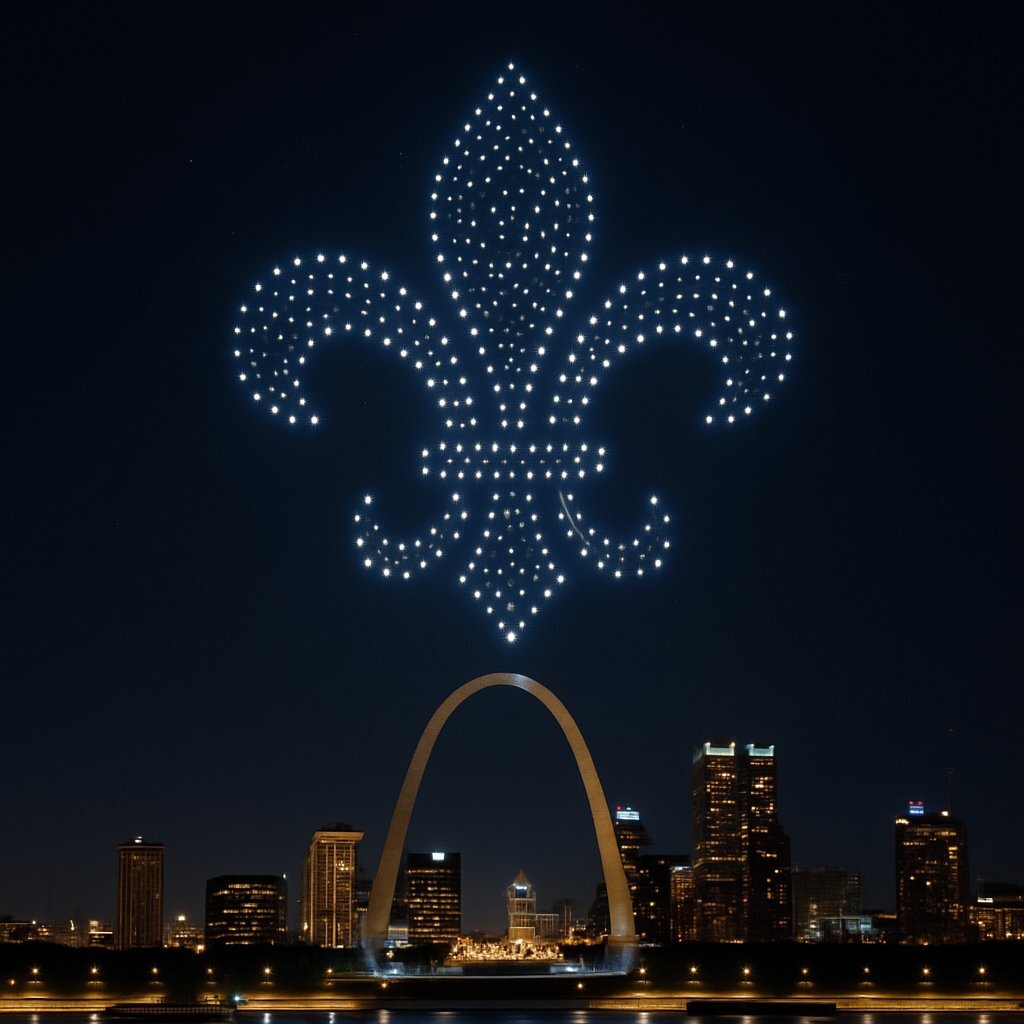 Drone light show in St. Louis, Missouri
